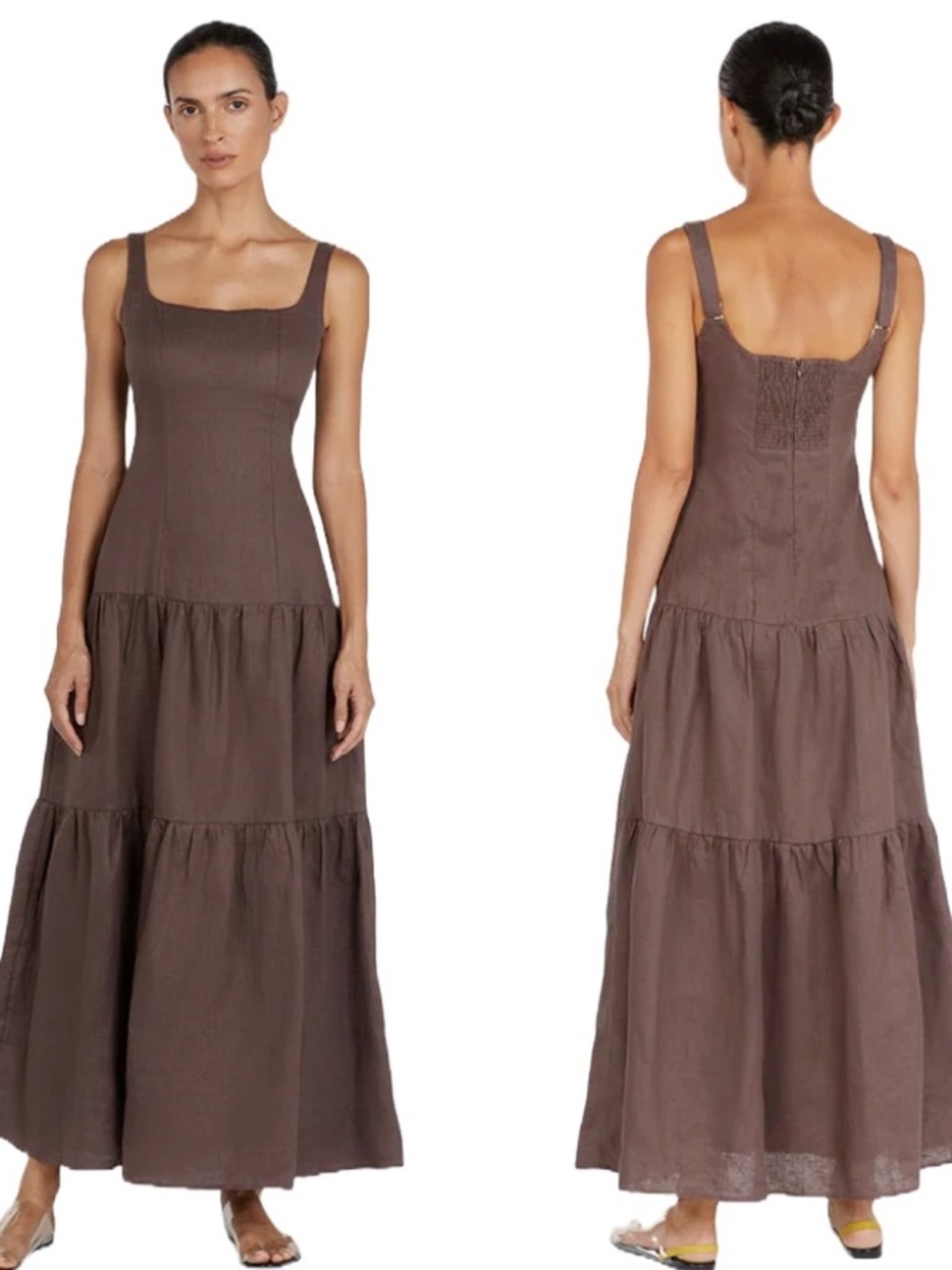 Dissh Camille Chocolate Linen Maxi Dress Size 4